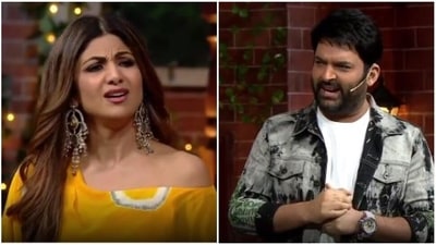 Shilpa Shetty and Kapil Sharma on The Kapil Sharma Show.