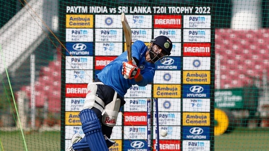 Ravindra Jadeja during a practice session ahead of 1st T20I match between India and Sri Lanka in Lucknow on Tuesday (ANI)