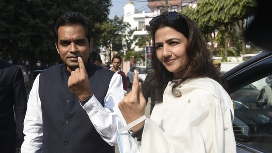Pankaj Singh, son of Defence Minister Rajnath Singh, said that the party will get around 350 seats as it has done development works in Uttar Pradesh.(HT Photo/Deepak Gupta)