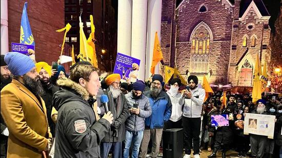 Brampton Mayor Patrick Brown at the vigil for Deep Sidhu, an event that has angered India. (Patrick Brown/Twitter)