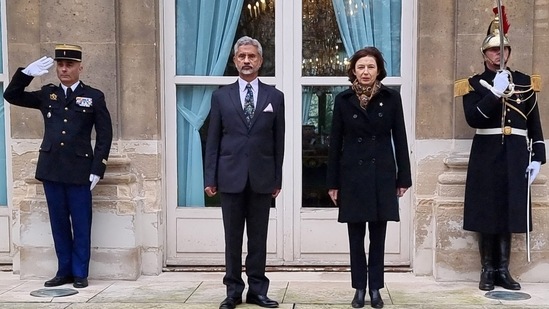 Foreign minister S Jaishankar with French defence minister Florence Parly.&nbsp;