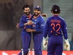 Indian bowler Ravindra Jadeja celebrates with team captain Rohit Sharma after the wicket of Sri Lankan batsman Dinesh Chandimal, during the 1st T20 cricket match between India and Sri Lanka(PTI) Indian bowler Ravindra Jadeja celebrates with team captain Rohit Sharma after the wicket of Sri Lankan batsman Dinesh Chandimal, during the 1st T20 cricket match between India and Sri Lanka(PTI)