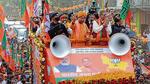 Uttar Pradesh chief minister Yogi Adityanath during a road show in Ayodhya on Thursday. (Ravinder Singh/HH)