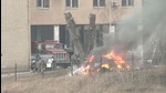 Uniformed people are seen throwing items into a fire outside intelligence building on the premises of the Ukrainian Defence Ministry's unit, in Kyiv, Ukraine February 24, 2022 in this screen grab taken from a video. REUTERS TV/via REUTERS (REUTERS) Uniformed people are seen throwing items into a fire outside intelligence building on the premises of the Ukrainian Defence Ministry's unit, in Kyiv, Ukraine February 24, 2022 in this screen grab taken from a video. REUTERS TV/via REUTERS (REUTERS)