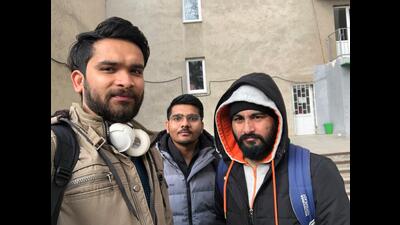 Shekhar Sharma (extreme right with cap) with friends in Odessa city of Ukraine. (Sourced) Shekhar Sharma (extreme right with cap) with friends in Odessa city of Ukraine. (Sourced)