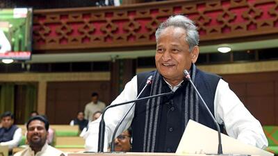 Rajasthan chief minister Ashok Gehlot presenting the state budget for 2022-23 in Jaipur on Wednesday. (ANI Photo) Rajasthan chief minister Ashok Gehlot presenting the state budget for 2022-23 in Jaipur on Wednesday. (ANI Photo)