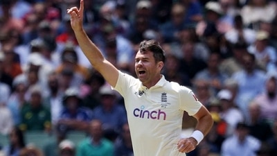 England's James Anderson celebrates after taking the wicket of Australia's Marcus Harris during day 2 of the Third Test. (REUTERS)