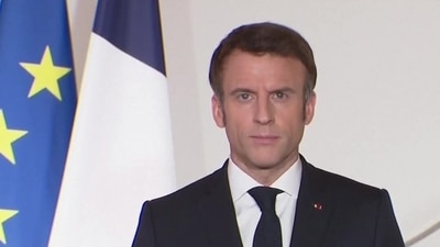 French president Emmanuel Macron addresses the nation over the Ukrainian crisis (ANI)