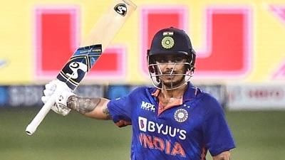Indian batsman Ishan Kishan raises his bat after scoring a half-century during the 1st T20 cricket match between India and Sri Lanka (PTI) Indian batsman Ishan Kishan raises his bat after scoring a half-century during the 1st T20 cricket match between India and Sri Lanka (PTI)