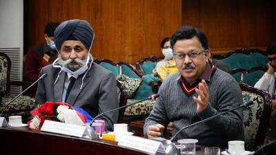 Union health secretary Rajesh Bhushan reviewed the infrastructure projects and patient care during a visit to PGIMER, Chandigarh. (HT Photo)