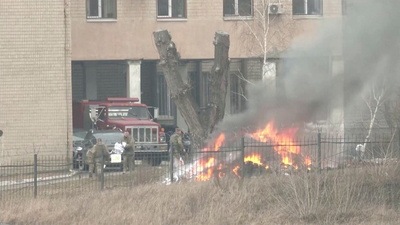 Uniformed people are seen throwing items into a fire outside intelligence building on the premises of the Ukrainian Defence Ministry's unit, in Kyiv, Ukraine February 24, 2022 in this screen grab taken from a video. REUTERS TV/via REUTERS (REUTERS) Uniformed people are seen throwing items into a fire outside intelligence building on the premises of the Ukrainian Defence Ministry's unit, in Kyiv, Ukraine February 24, 2022 in this screen grab taken from a video. REUTERS TV/via REUTERS (REUTERS)