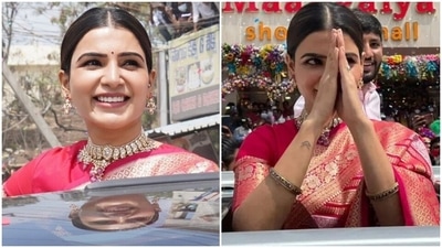 Samantha Ruth Prabhu in gorgeous rani pink silk saree greets fans at an event: Check out pics Samantha Ruth Prabhu in gorgeous rani pink silk saree greets fans at an event: Check out pics