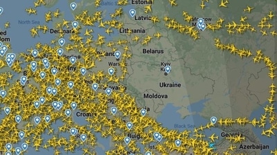 European airspace now has a huge hole with no flights flying over Ukraine.&nbsp;