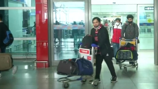 A special flight from Ukraine comprising Indian nationals including students lands in Delhi. (ANI)