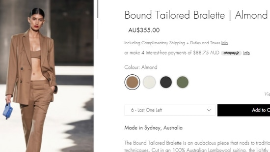 The Bound Tailored Bralette.(studioamelia.co)