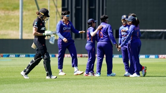 Indian players during the 5th and final ODI.(Twitter/BCCI Women)