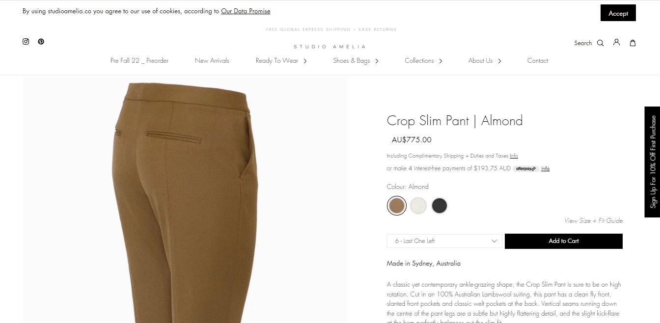 The Crop Slim Pant (studioamelia.co)