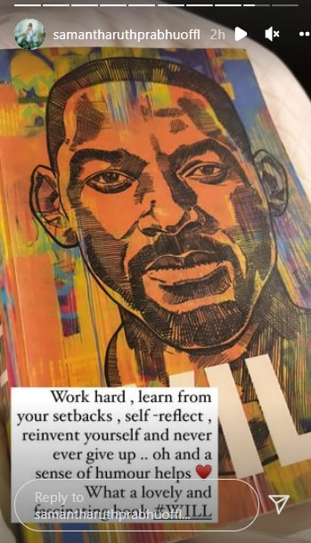 Samantha Ruth Prabhu shares a picture of Will Smith's book.