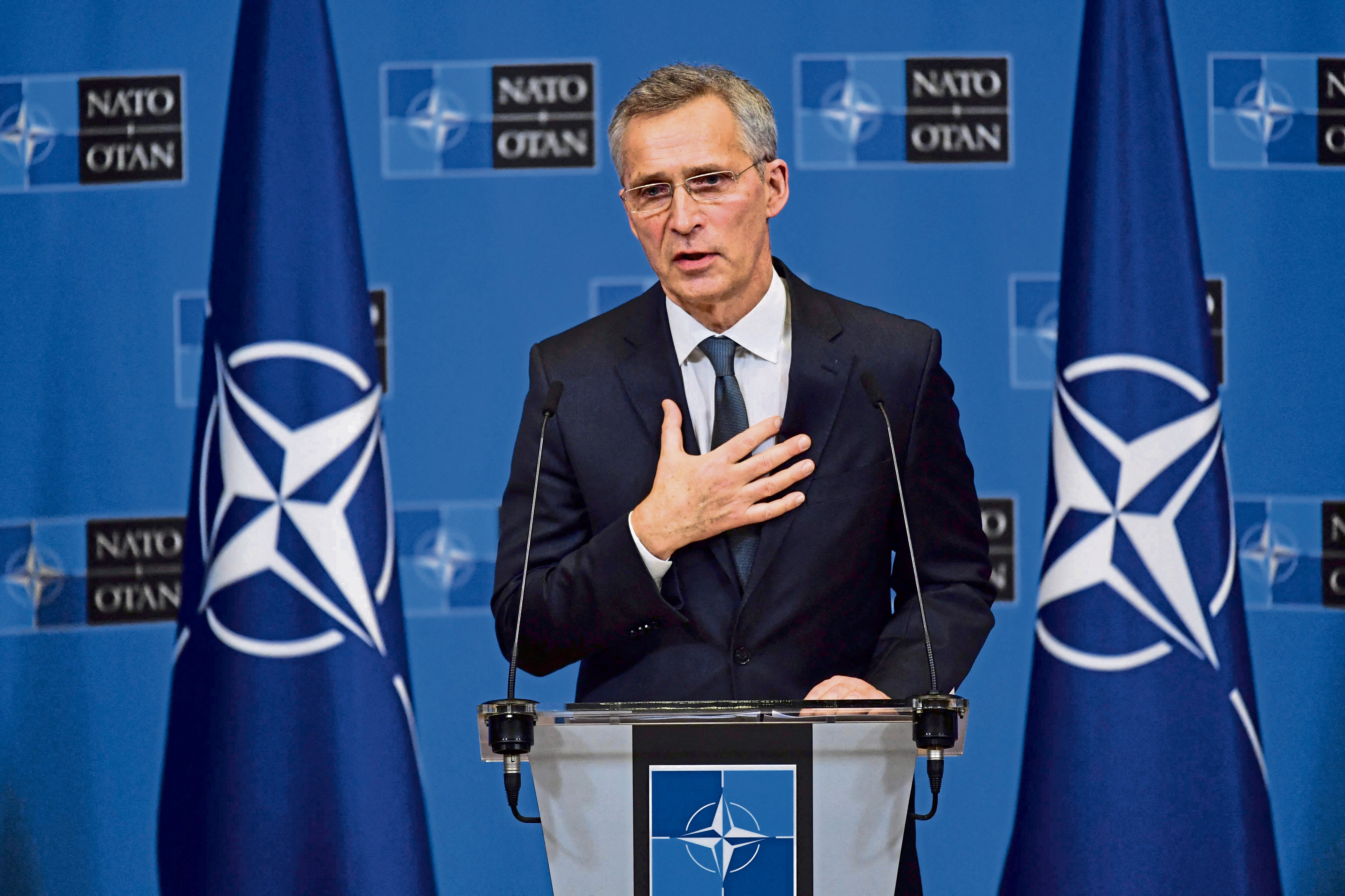 Nato secretary-general Jens Stoltenberg addresses joint press conference with European Commission president Ursula von der Leyen, and European Council president Charles Michel on Russia-Ukraine crisis on Thursday, February 24, 2022. (MINT_PRINT) Nato secretary-general Jens Stoltenberg addresses joint press conference with European Commission president Ursula von der Leyen, and European Council president Charles Michel on Russia-Ukraine crisis on Thursday, February 24, 2022. (MINT_PRINT)
