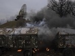 Smoke rises from an air defence base in the aftermath of an apparent Russian strike in Mariupol, Ukraine on Thursday. (AP file photo) Smoke rises from an air defence base in the aftermath of an apparent Russian strike in Mariupol, Ukraine on Thursday. (AP file photo)