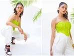 Bollywood celebrities are often spotted acing street style looks. Actor Rakul Preet's fashion game has been strong since Day 1. From casual outfits to red carpet attire, the actor sure knows how to effortlessly carry all her looks with confidence and poise. Recently, she impressed the fashion police with her street style wear.(Instagram/@rakulpreet)