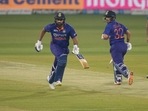 Rohit Sharma and India's Ishan Kishan run between wickets during the first Twenty20 international cricket match between India and Sri Lanka in Lucknow, India.(AP) Rohit Sharma and India's Ishan Kishan run between wickets during the first Twenty20 international cricket match between India and Sri Lanka in Lucknow, India.(AP)