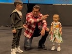 Salman Khan grooving with sister Arpita's kids Ayat and Ahil on the sidelines of the Da-Bangg Tour in Dubai.