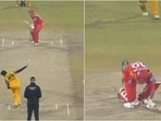 Salman Irshad dismisses Alex Hales with a toe-crushing yorker. Salman Irshad dismisses Alex Hales with a toe-crushing yorker.