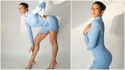The gorgeous Jacqueline Fernandez was recently invited to the show Shape of You which is being hosted by Shilpa Shetty. The actor made a stylish appearance in a stunning blue ribbed short bodycon dress. (Instagram/@chandiniw) The gorgeous Jacqueline Fernandez was recently invited to the show Shape of You which is being hosted by Shilpa Shetty. The actor made a stylish appearance in a stunning blue ribbed short bodycon dress. (Instagram/@chandiniw)