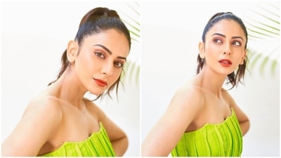 Rakul Preet tight lined her eyes and blended a subtle shade of pink all over her lids. Her lips were painted with a bold orange tint that matched her skin tone perfectly. (Instagram/@rakulpreet) Rakul Preet tight lined her eyes and blended a subtle shade of pink all over her lids. Her lips were painted with a bold orange tint that matched her skin tone perfectly. (Instagram/@rakulpreet)