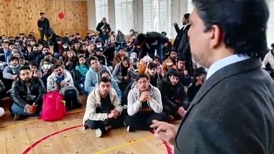 The Embassy of India in Ukraine accommodates more than 200 Indian students at school near the Embassy in Kyiv on Thursday. The Embassy of India in Ukraine accommodates more than 200 Indian students at school near the Embassy in Kyiv on Thursday. 