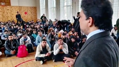 Embassy of India in Ukraine accommodates more than 200 Indian students at school near the Embassy in Kyiv on Thursday (ANI)