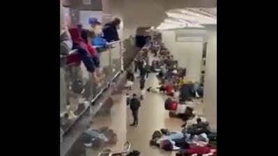 Pakistani students in a subway station in Ukraine. (Photo: Screengrab from viral video)