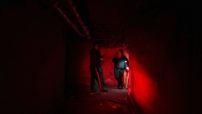 Many residents took shelter deep underground in metro stations. People brought sleeping bags and blankets, dogs and crossword puzzles to pass an uneasy night in the makeshift bomb shelters. (AP) Many residents took shelter deep underground in metro stations. People brought sleeping bags and blankets, dogs and crossword puzzles to pass an uneasy night in the makeshift bomb shelters. (AP)