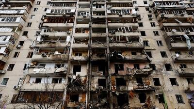 A damaged residential building is seen in Kyiv, after Russia launched a massive military operation against Ukraine. (REUTERS) A damaged residential building is seen in Kyiv, after Russia launched a massive military operation against Ukraine. (REUTERS)