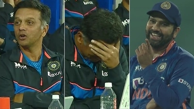 Rahul Dravid's reaction was priceless. (Screengrab) Rahul Dravid's reaction was priceless. (Screengrab)