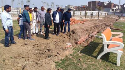 Mayor Balkar Sandhu at the under-construction leisure valley site in Ludhiana on Friday. (HT Photo) Mayor Balkar Sandhu at the under-construction leisure valley site in Ludhiana on Friday. (HT Photo)