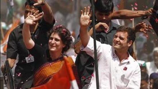 Congress leaders Rahul Gandhi and Priyanka Gandhi Vadra. (HT PHOTO)