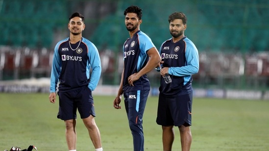 Ruturaj Gaikwad, Rishabh Pant and Ishan Kishan during a practice session(ANI/File Photo)