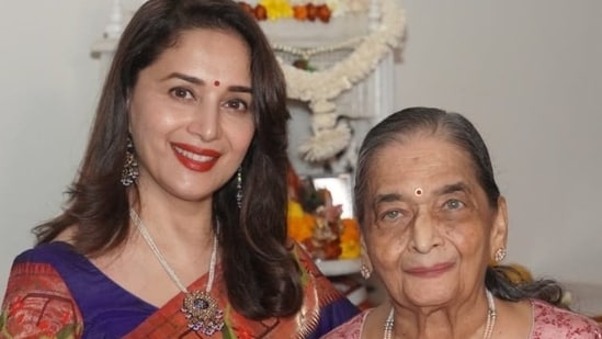 Madhuri Dixit with her mother Snehlata Dixit.