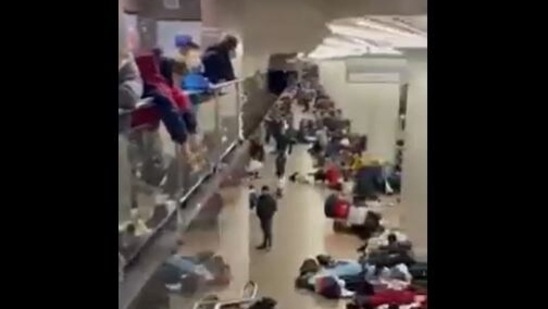 Pakistani students in a subway station in Ukraine. (Photo: Screengrab from viral video)