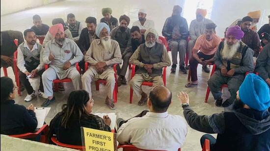 Vet Varsity Site Action Plan Committee meeting held under Farmer FIRST Project in Ludhiana on February 25, 2022. (HT PHOTO)