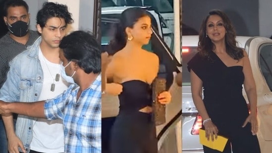Aryan Khan, Suhana Khan and Gauri Khan at Ritesh Sidhwani's bash. (Varinder Chawla) Aryan Khan, Suhana Khan and Gauri Khan at Ritesh Sidhwani's bash. (Varinder Chawla)