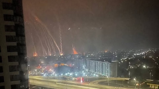 Russian missiles rain down on Kyviv early Friday morning.