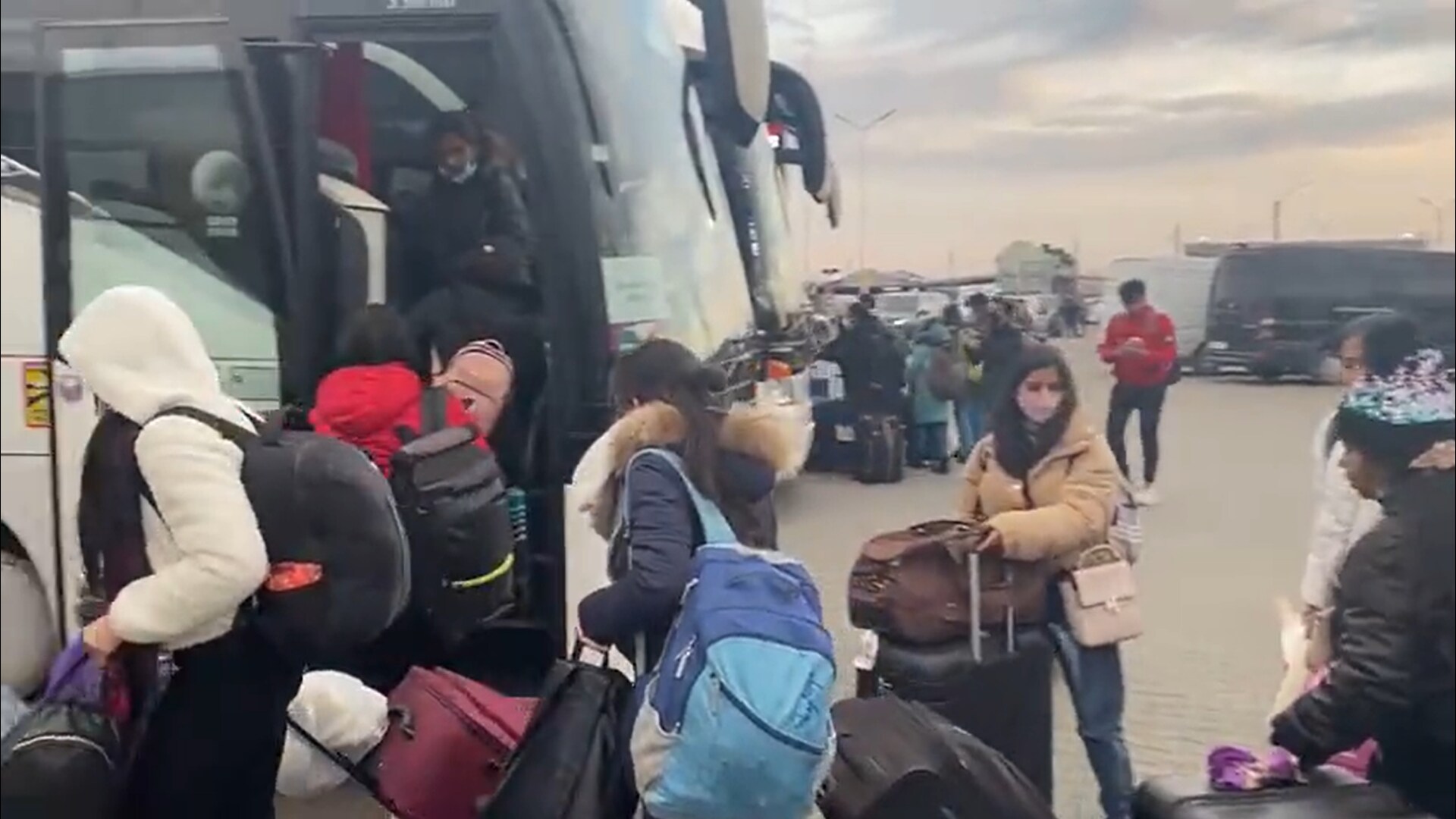 Indian evacuees reach Romania from Ukraine. They will be taken to Romania's capital Bucharest, and from there flown back to India. (Screengrab/MEA Twitter)