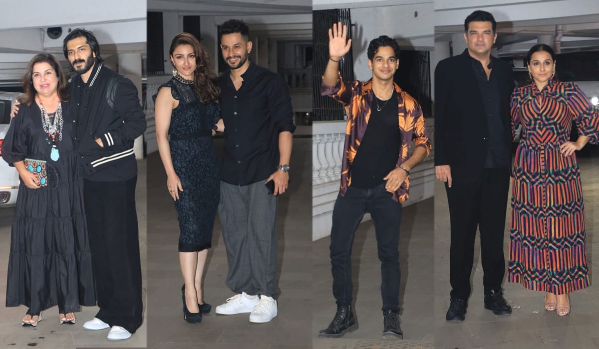 Farah Khan, Harshvarrdhan Kapoor, Soha Ali Khan and Kunal Kemmu, Ishaan Khatter, Vidya Balan with husband Siddharth Roy Kapur at the party. (Varinder Chawla)