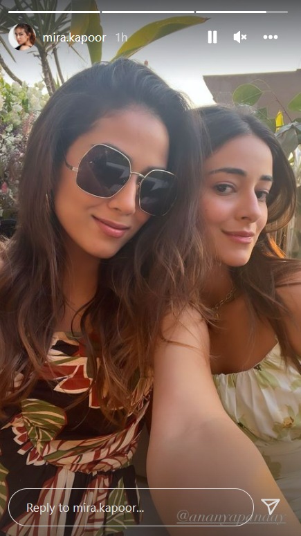Mira Rajpur shared a selfie with Ananya Panday on Instagram Stories.