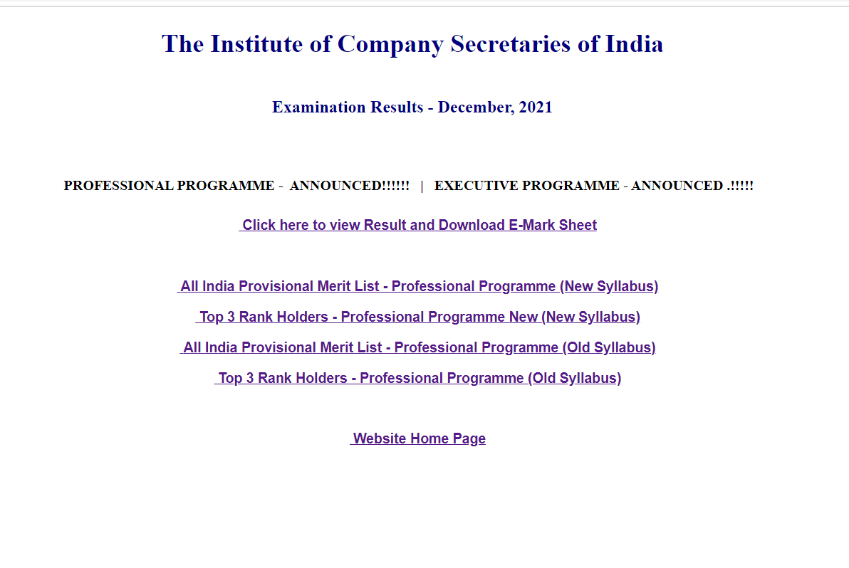 ICSI CS Result 2021 Live: CS Professional, Executive Scorecards Out At ...