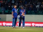 Ravindra Jadeja, right, talks with his teammate Shreyas Iyer(AP) Ravindra Jadeja, right, talks with his teammate Shreyas Iyer(AP)