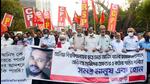 Communist Party of India (Marxist) (CPI(M)) leader Biman Bose with West Bengal party secretary Surjya Kanta Mishraand other Left Front leaders at a protest march against the alleged killing of student leader Anish Khan, in Kolkata on Saturday. (ANI PHOTO.) Communist Party of India (Marxist) (CPI(M)) leader Biman Bose with West Bengal party secretary Surjya Kanta Mishraand other Left Front leaders at a protest march against the alleged killing of student leader Anish Khan, in Kolkata on Saturday. (ANI PHOTO.)